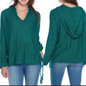 NWOT Free People Teal Optimistic Linen Blend Hoodie Size XS